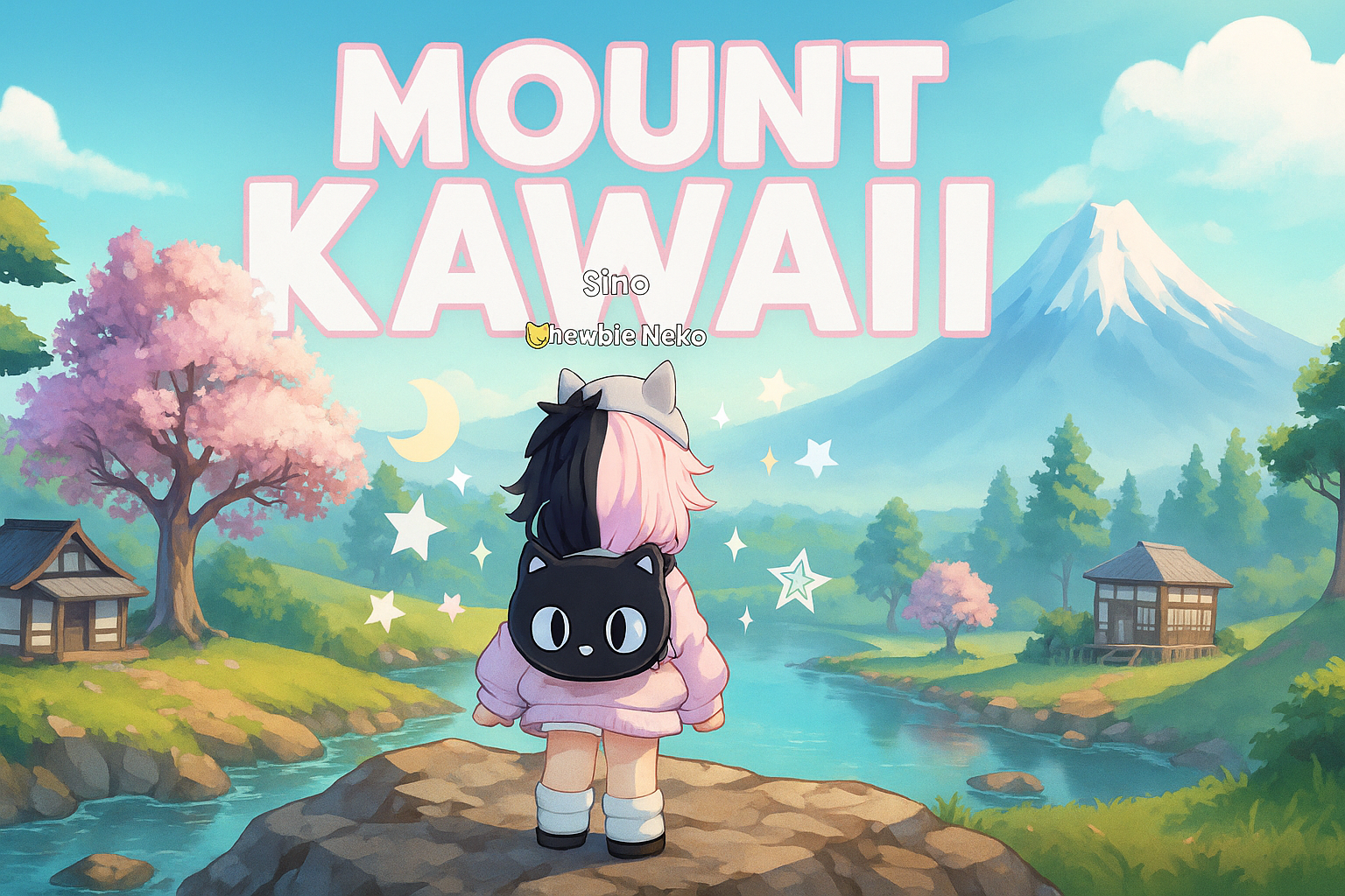 Mount Kawaii - Sino and Newbie Neko in magical landscape
